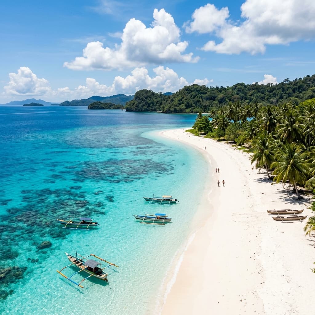 Gugusan Pantai Pasir Panjang saat surut di Kepulauan Kei