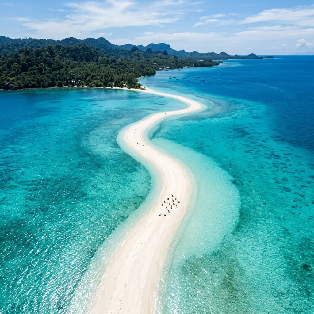 Lautan Kepulauan Kei yang surut membuka hamparan pasir saat Festival Pesona Meti Kei