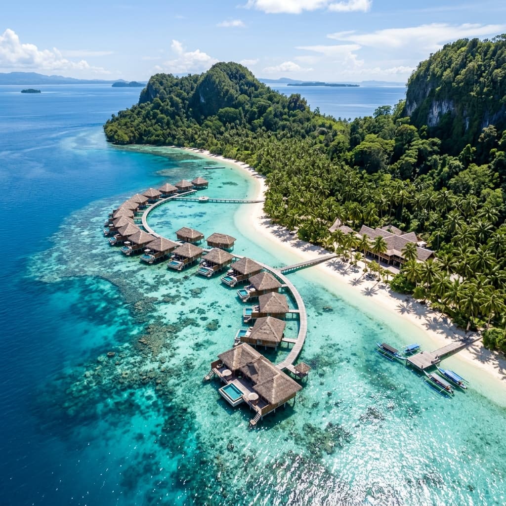 Pulau Dullah dengan laut landai biru jernih di selat Tual–Kei Kecil